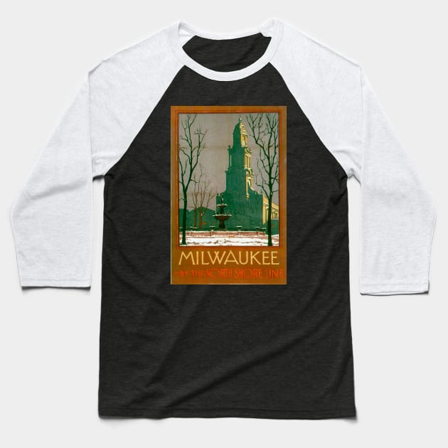 Milwaukee - Vintage Travel Poster Baseball T-Shirt by Culturio